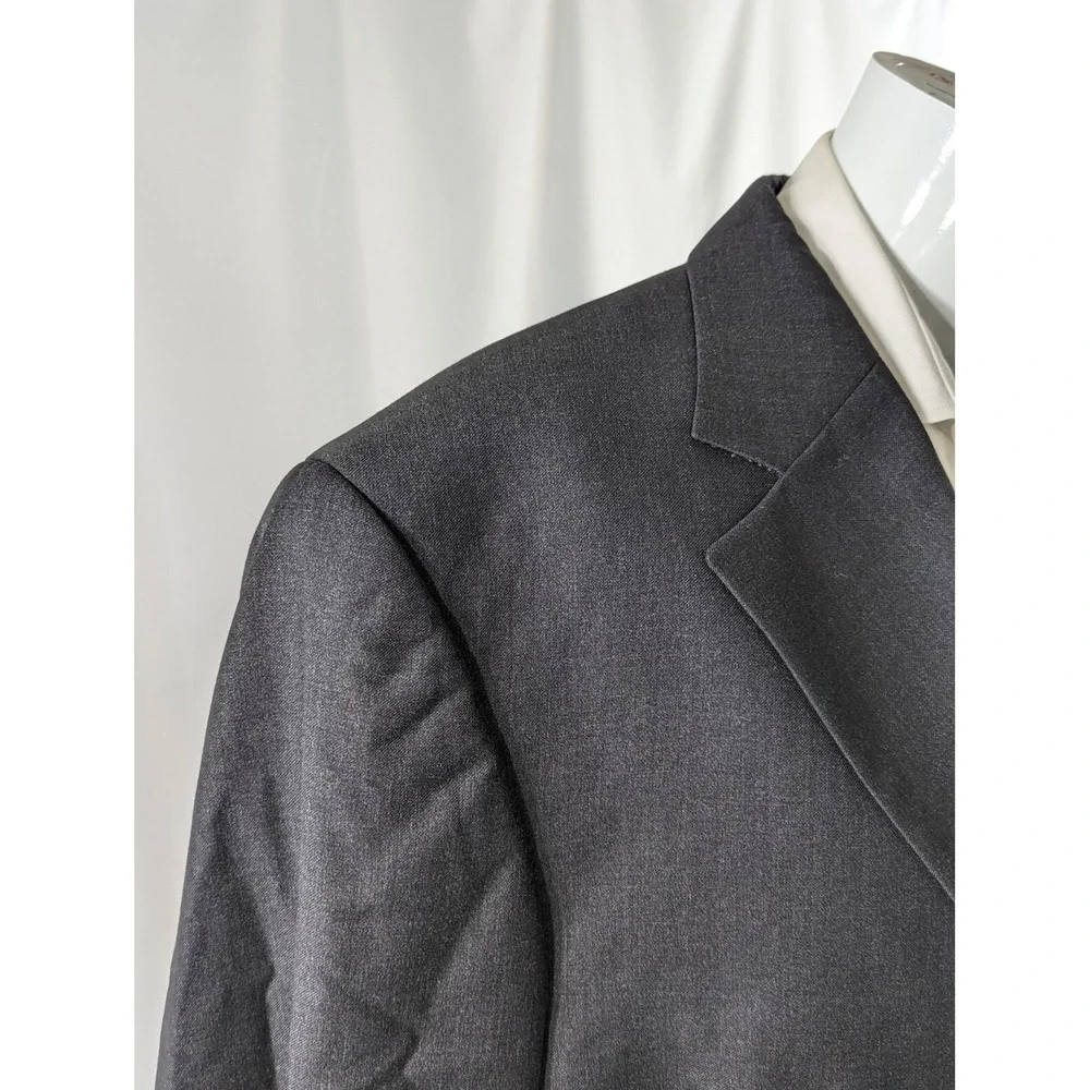 Harold Powell Mens Sport Coat Blazer Three Button Jacket Wool 44L Gray Crosshatc